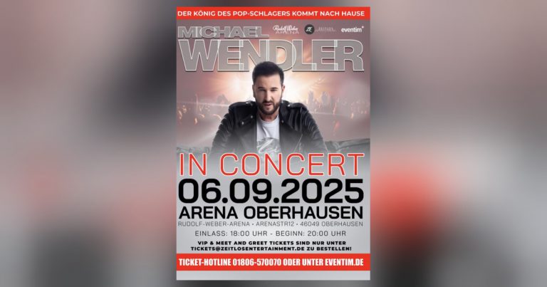 Michael Wendler kommt 2025 nach Oberhausen – Konzert in der Arena